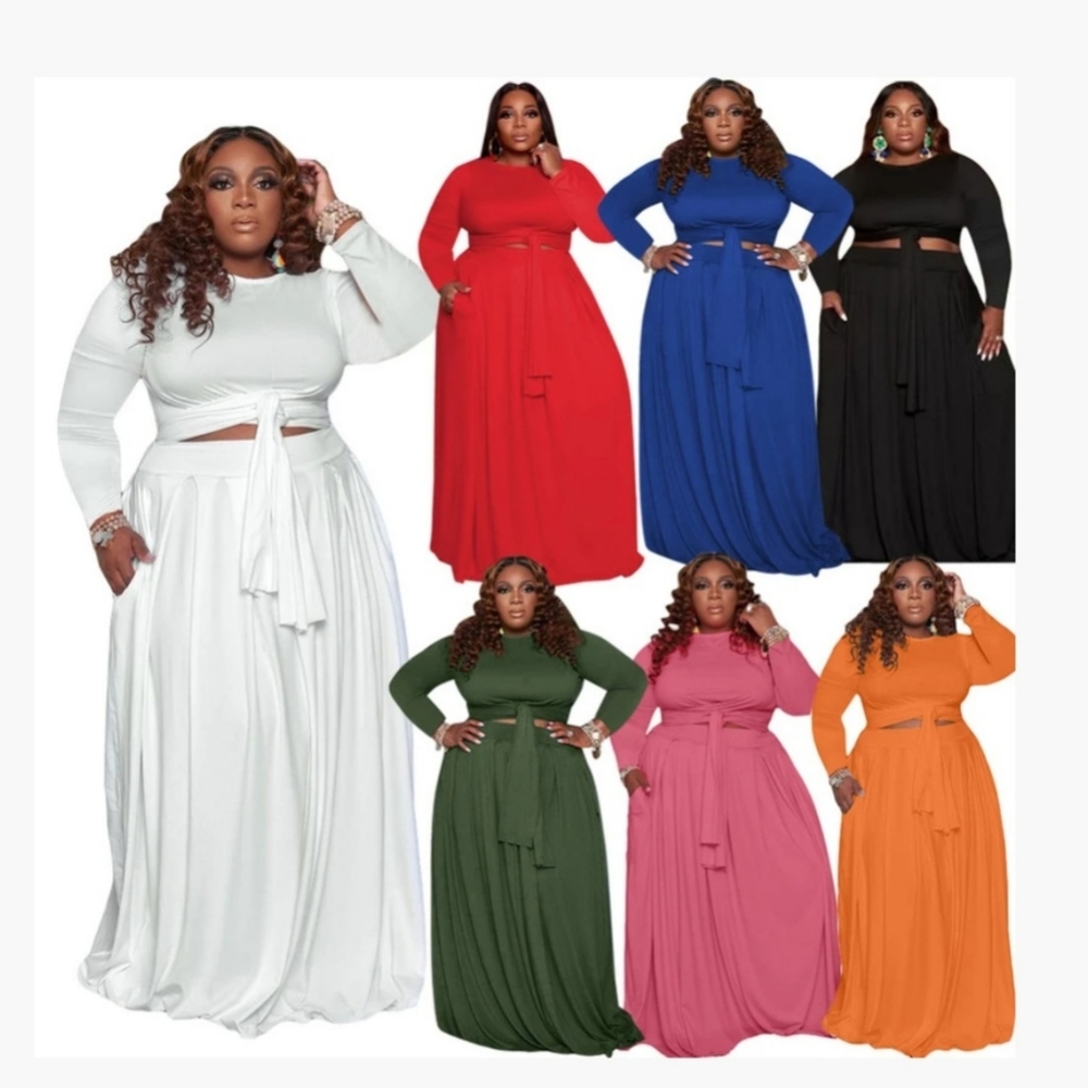 Plus Size Skirt Set w/tie